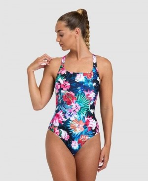 Body Donna Arena Flower Control Back One Piece Nere Nere Colorate | 86917PASL