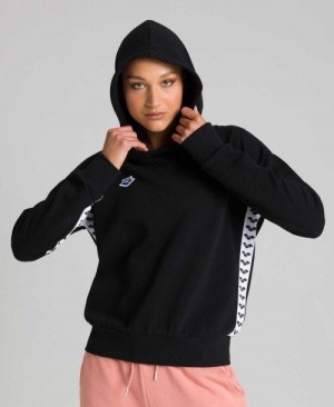 Felpa con Cappuccio Donna Arena Team Hoodie Nere Bianche Nere | 68370HAKO