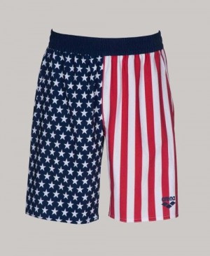 Pantaloncini Uomo Arena Official Usa Swimming National Team Flag Print Bermuda Short Colorate | 84139NBYZ