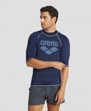 Pantaloncini Uomo Arena T-shirt Rash Guard Blu Marino | 75346LDHO