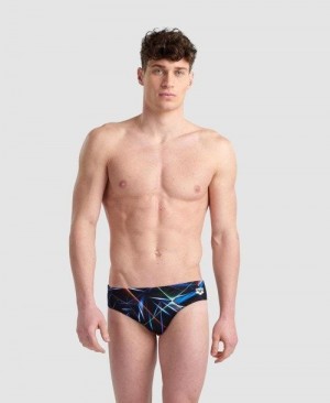 Slip Uomo Arena Allover Brief Nere Colorate | 25069ECVO