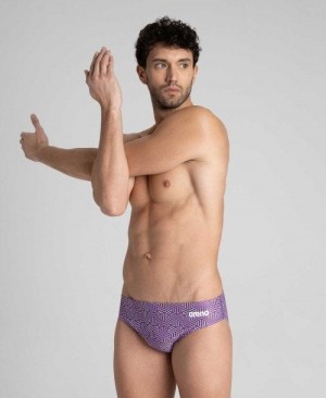 Slip Uomo Arena Kikko Brief Nere Colorate Viola | 21835ONVE