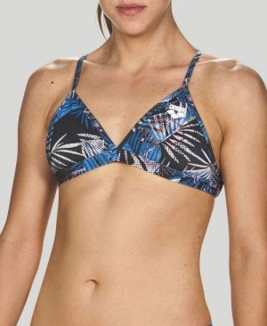 Top Donna Arena Floral Allover Tie Back Top Blu Marino Colorate | 65708JUCM