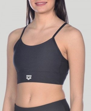 Top Donna Arena Gym Bra Top Cross Straps Nere Nere | 93120CZEJ
