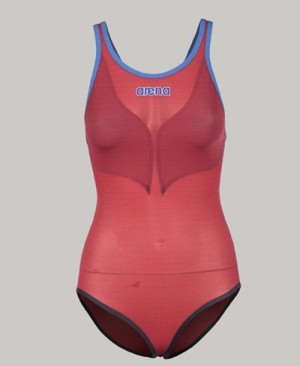 Top Donna Arena Powerskin Carbon Duo Top - Open Back Blu Marino Rosse Bianche | 21476JELG